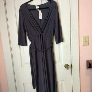 Grey Wrap Dress with Belt